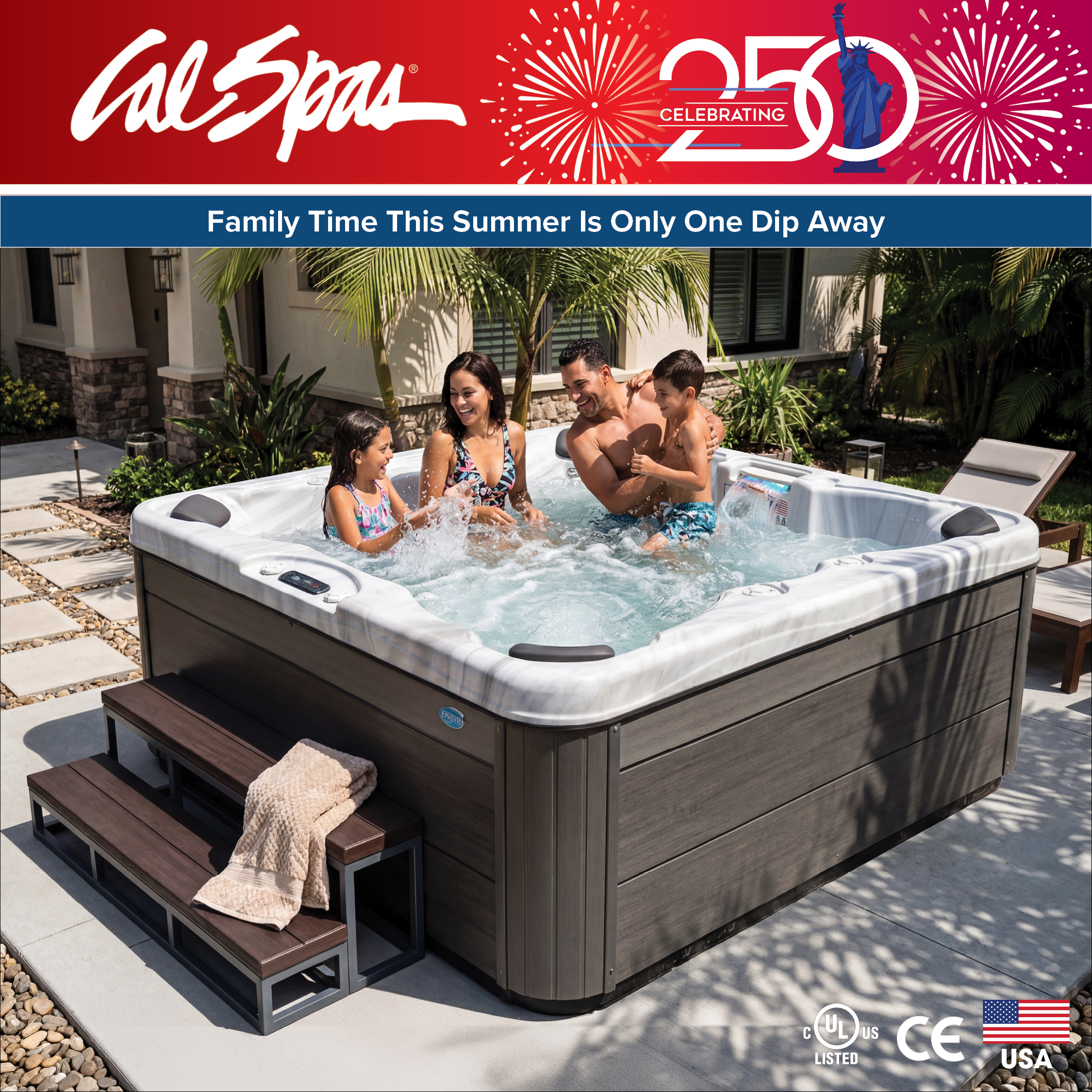 Calspas hot tub being used in a family setting - Alamogordo